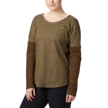 Columbia Times Two Novelty Knit Long Sleeve, Sudaderas Verde Oliva Para Mujer | 956701-JMN